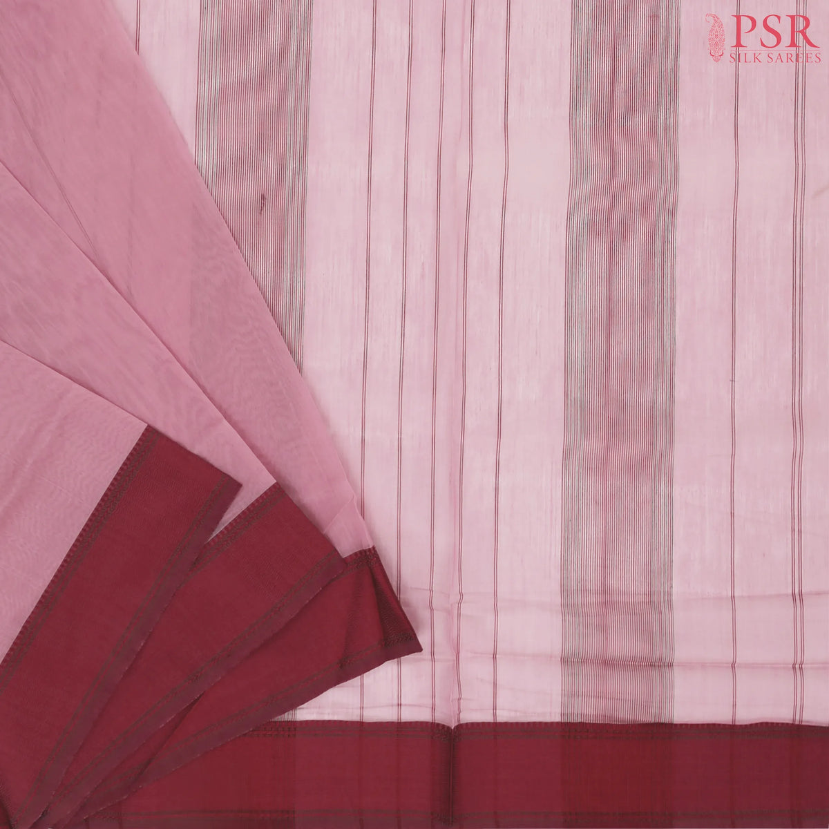 Light Maroon Maheshwari Silk Cotton Saree