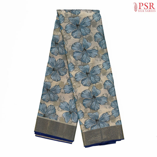 Silver Grey Kanchipuram Jacquard Silk Saree