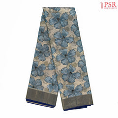 Silver Grey Kanchipuram Jacquard Silk Saree