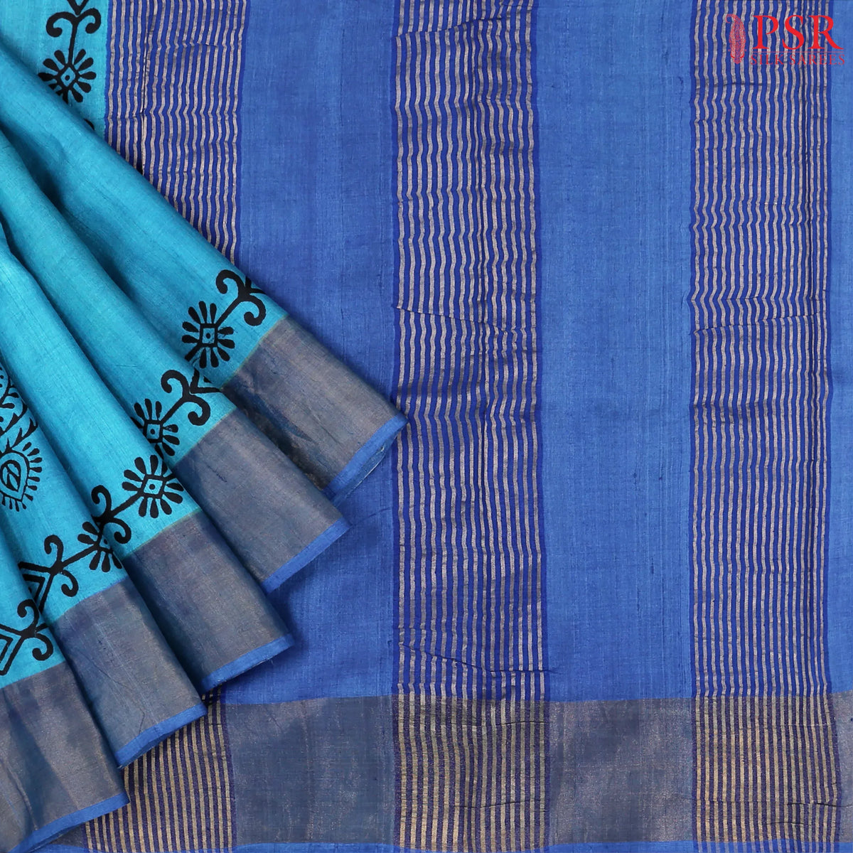 Bondi Blue Tussar Silk Saree