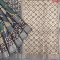 Dark Beige & Steel Grey Kadhi Tussar Silk Saree