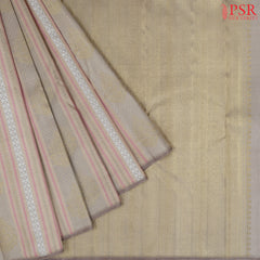 Beige & Light Pink Kanchipuram Silk Saree