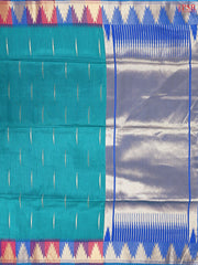 Peacock Blue Semi Tussar Saree