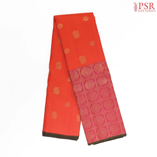 Saffron Kanchipuram Silk Saree