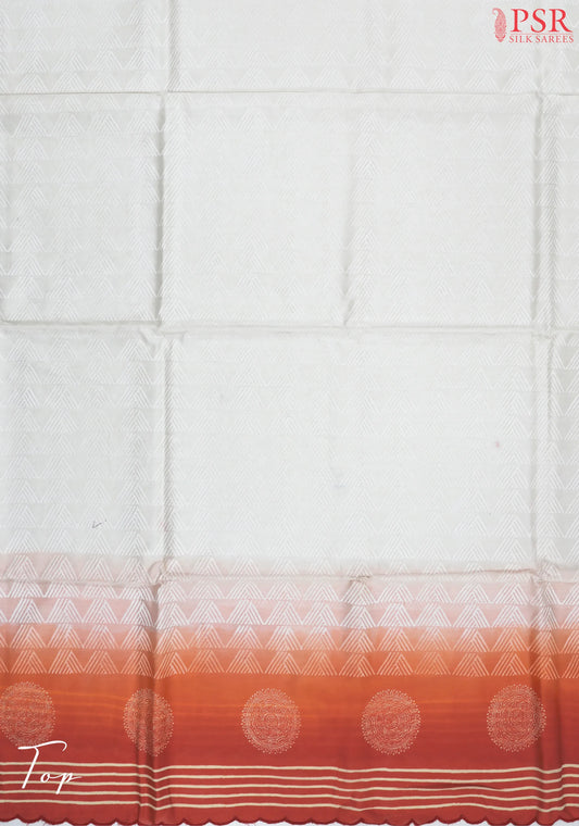 Off White & Saffron Chanderi Dress Material
