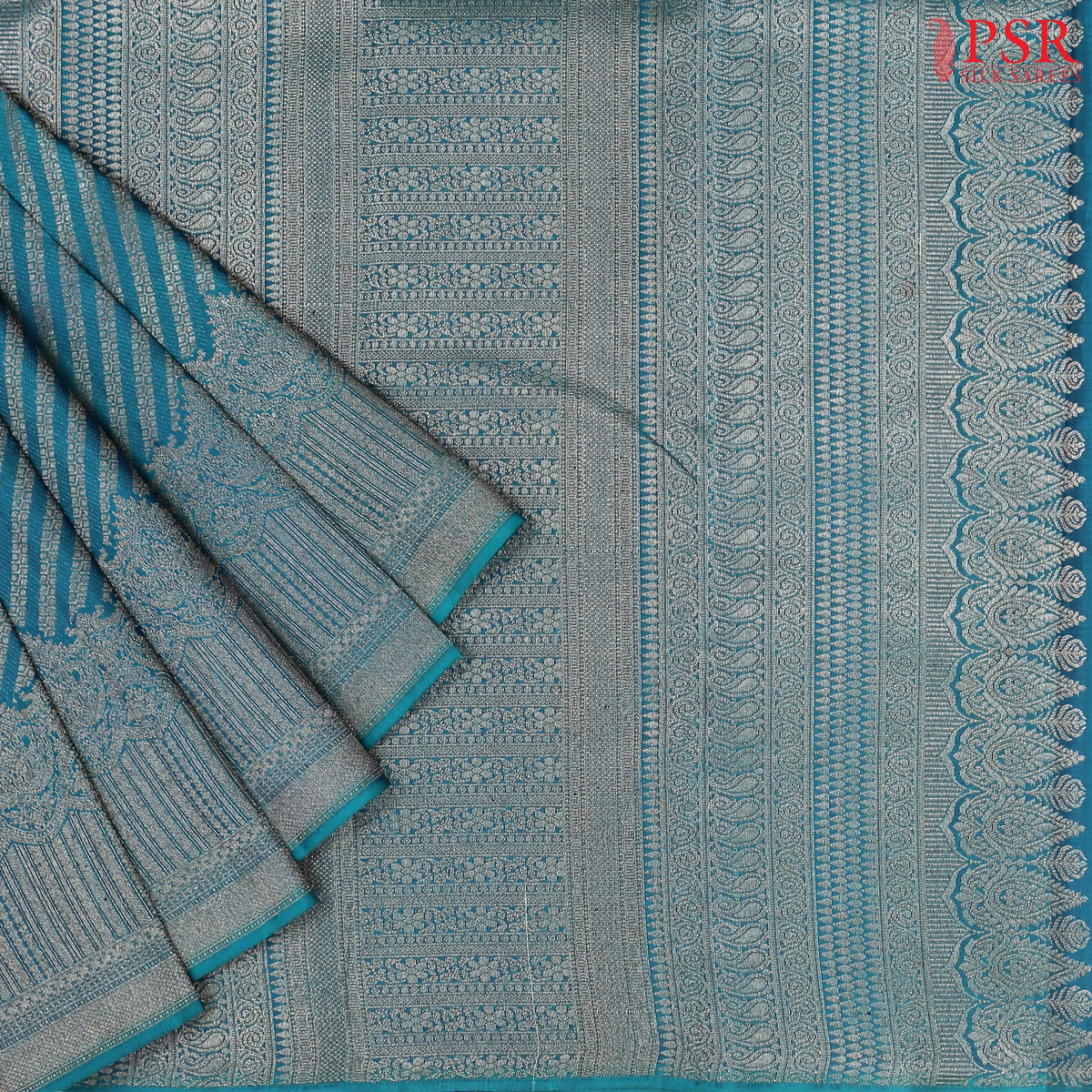 Teal Blue Fancy Kanchipuram Silk Saree