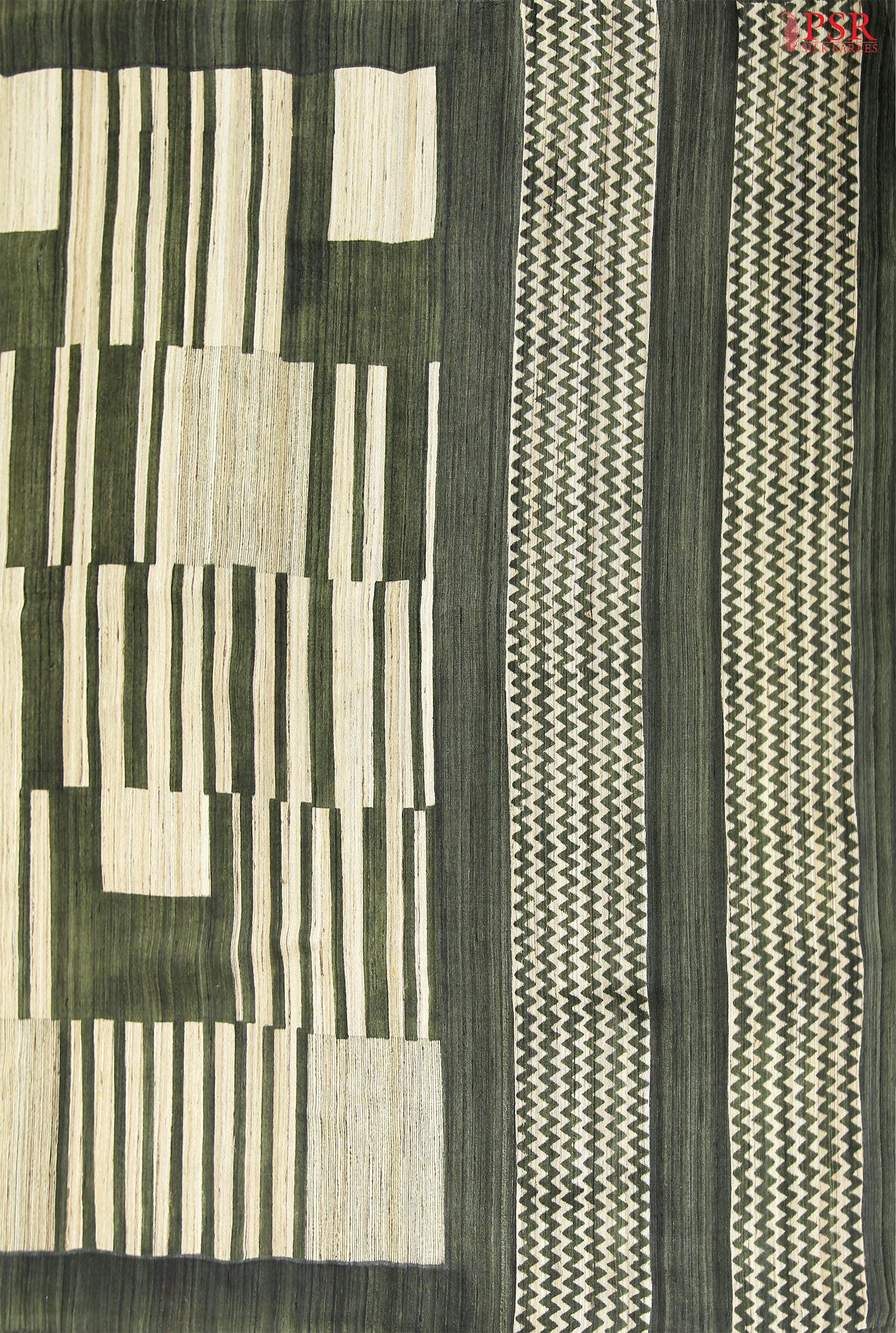Ghicha Tussar - Tan & Green