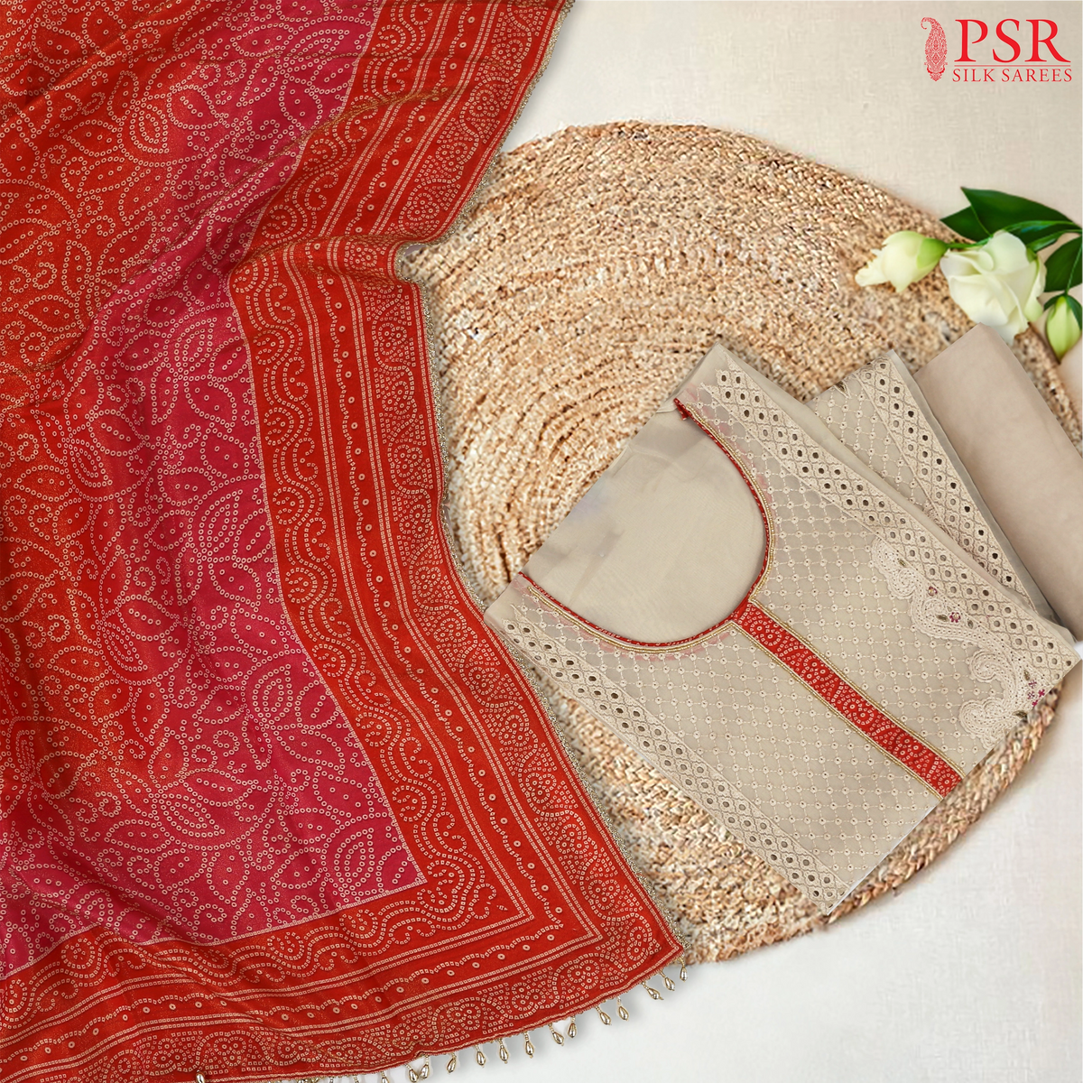 Beige Tissue Dress Material