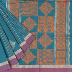 Dark Turquoise Kovai Cotton Saree