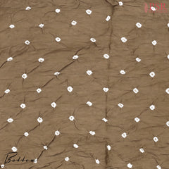 Taupe Crushed Bandhini Cotton Dress Material