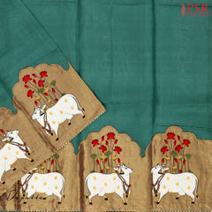 Pine Green Moonga Silk Dress Material