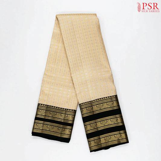 Cream Beige Kanchipuram Silk Saree