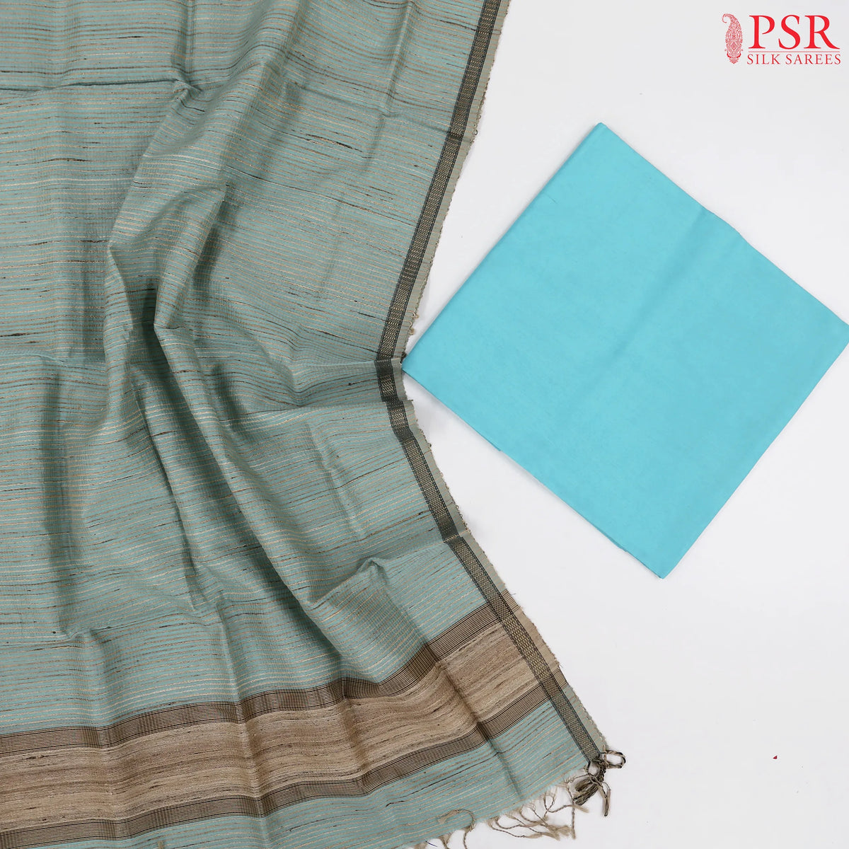 Light Blue Mangalagiri Silk Cotton Dress Material