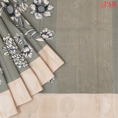 Dark Sage Semi Tussar Saree