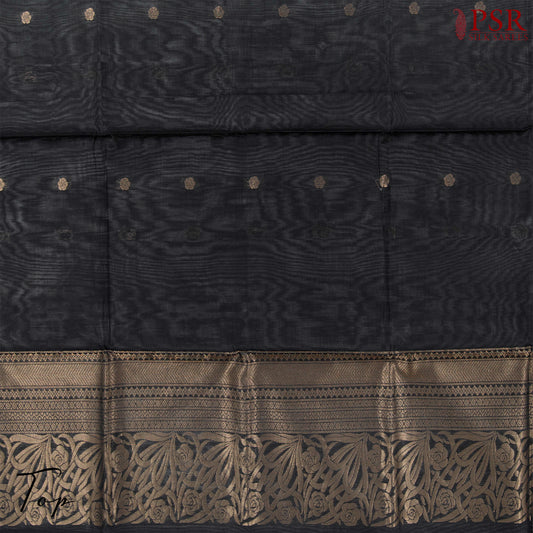 Black & Brown Silk Cotton Dress Material