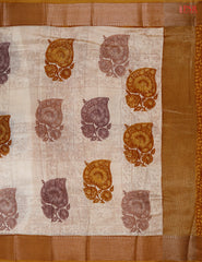 Beige Chanderi Silk Cotton Saree