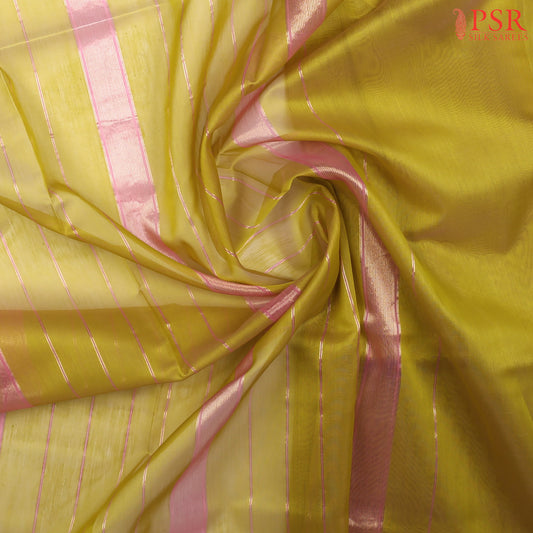 Olive Yellow Maheshwari  Silk Cotton Saree
