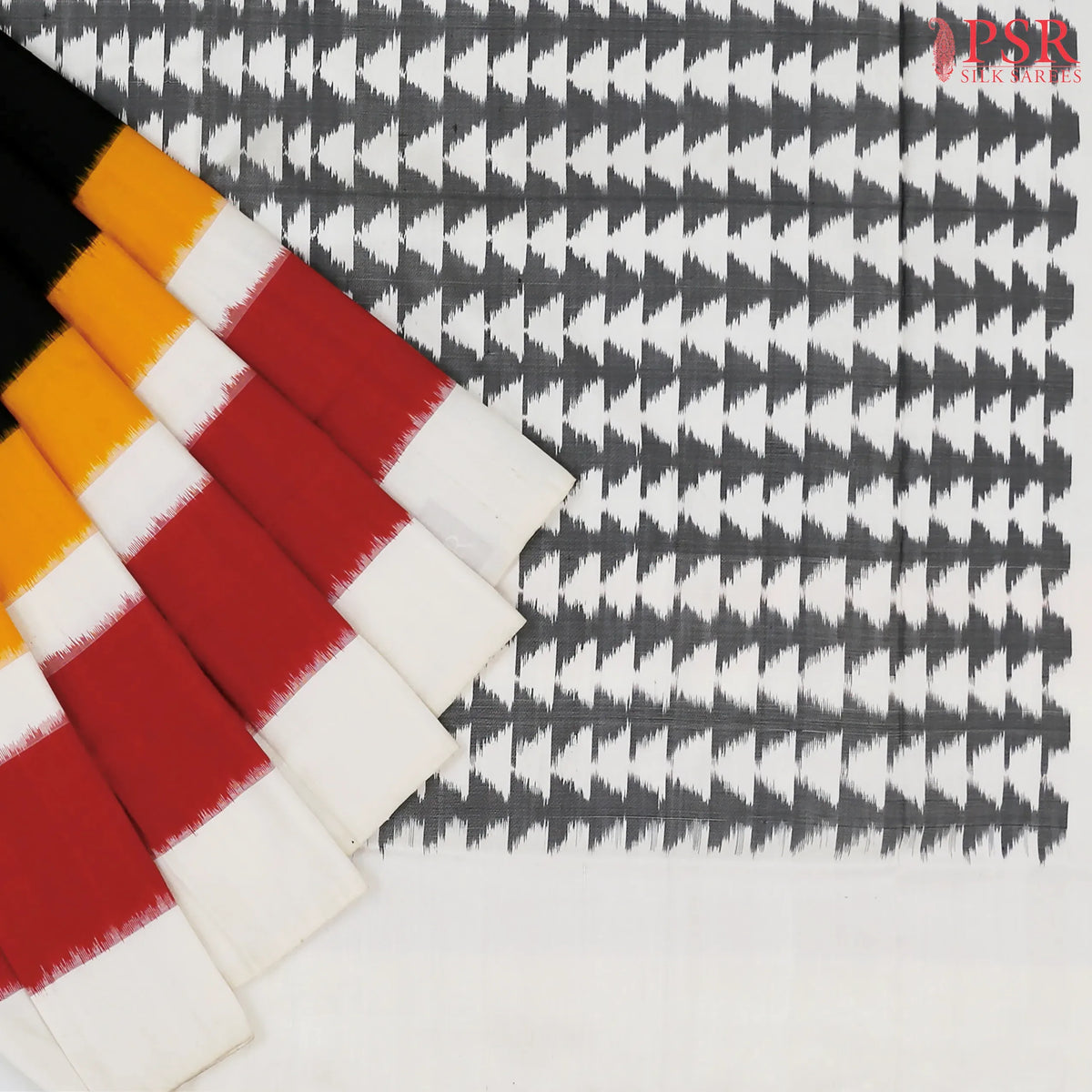 Black Pochampally Silk Ikat Saree