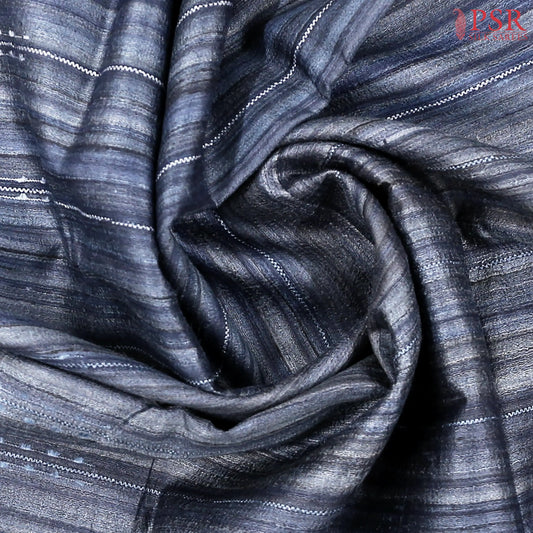 Dark Slate Blue Ghicha Kadhi Tussar Silk Saree