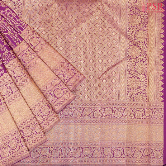 Burgundy Kanchipuram Jacquard Silk Saree