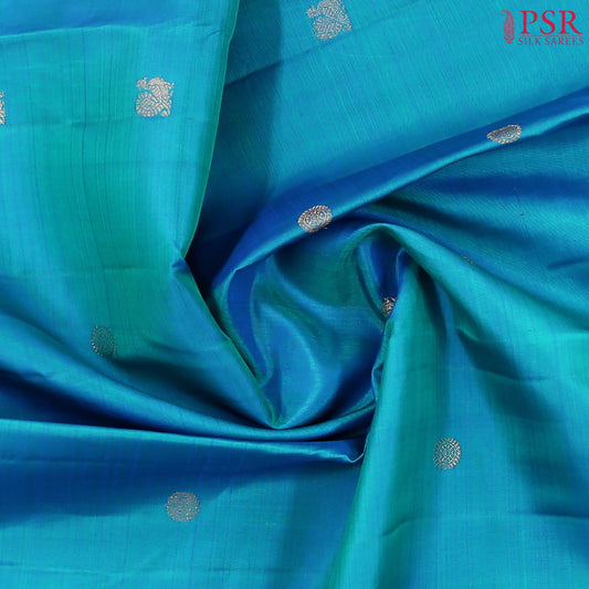 Peacock Blue Kanchipuram Silk Saree