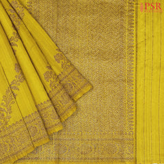 Olive Yellow Banaras Jute Silk Saree