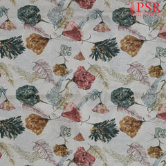 Floral Beige Semi Tassar Print Running Material