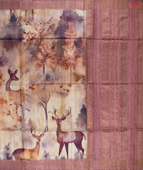 Beige Kadhi Tussar Silk Saree