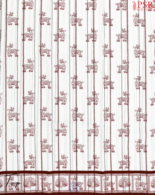 Off White Chirala Cotton Dress Material