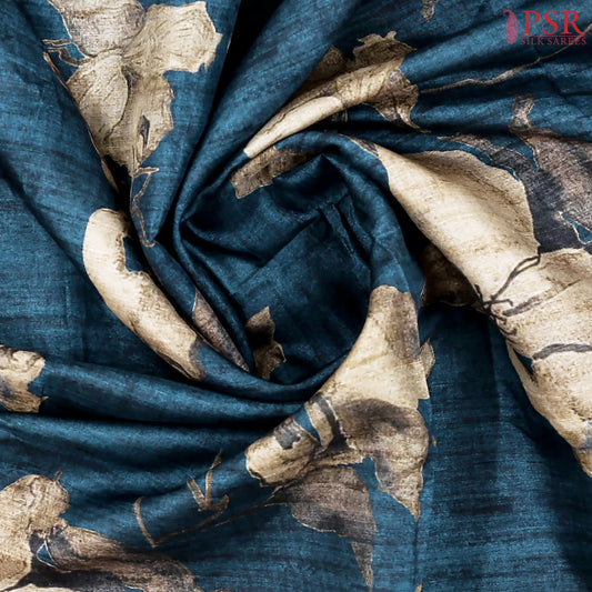 Prussian Blue Semi Tussar Saree