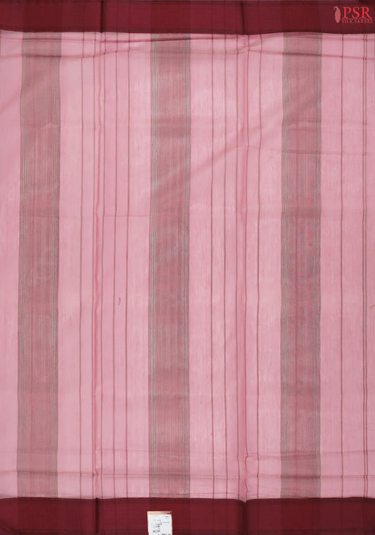 Light Maroon Maheshwari Silk Cotton Saree