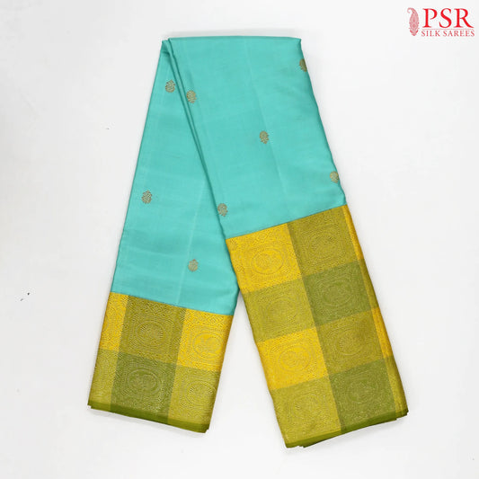 Turquoise Blue Kanchipuram Silk Saree