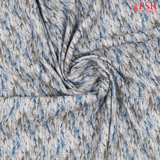 White Grey Linen Print Running Material