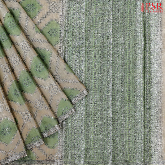 Taupe Banaras Tussar Silk Saree