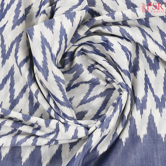 White Ikkat Cotton Saree