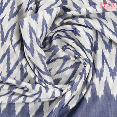 White Ikkat Cotton Saree
