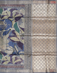 Dark Beige & Steel Grey Kadhi Tussar Silk Saree