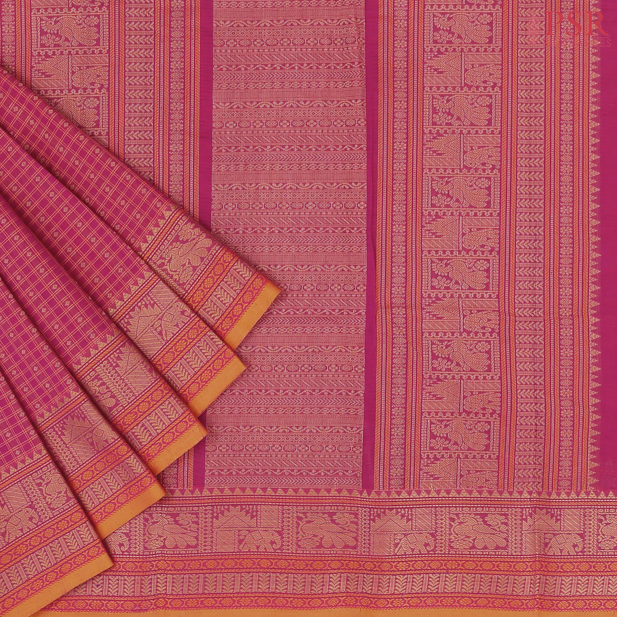Raspberry Pink Kalakshetra Kovai Cotton Saree