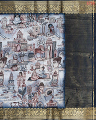 Steel Grey Semi Tussar Saree