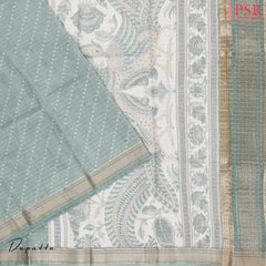 Soft Turquoise Olive Assam Silk Dress Material