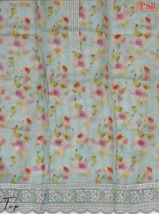 Light Turquoise Organza Dress Material