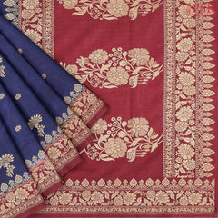 Dark Blue Mau Kadi Banaras Saree