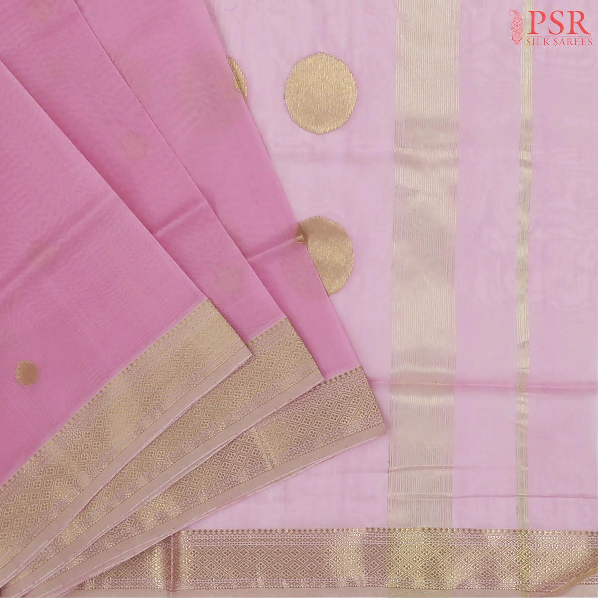 Light Pink Maheshwari Silk Cotton Saree