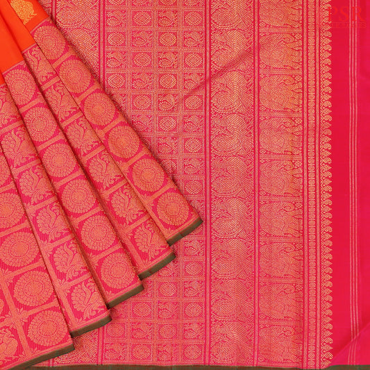 Saffron Kanchipuram Silk Saree