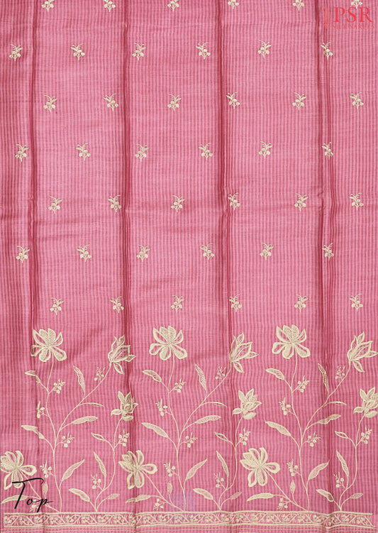 Flamingo Pink Tassar Silk Dress Material