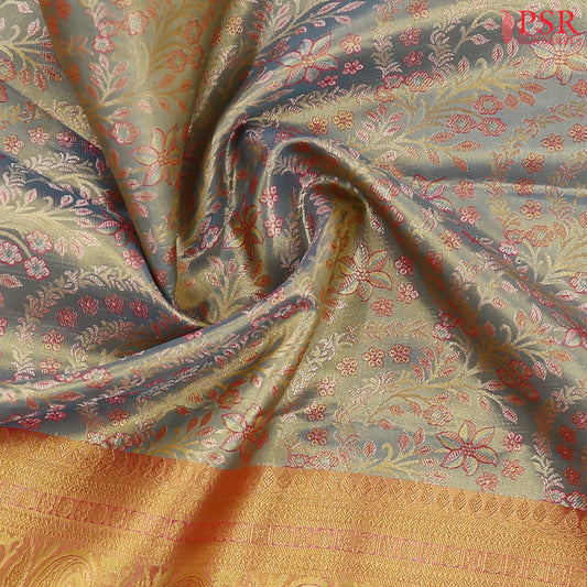 Turquoise Grey Tissue Kanchipuram Silk Saree