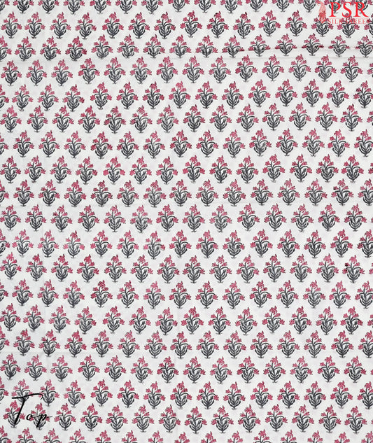 Floral White Pure Cotton Dress Material