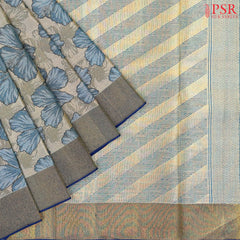 Silver Grey Kanchipuram Jacquard Silk Saree