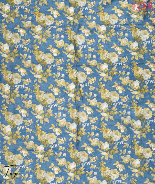 Steel Blue Chanderi Silk Cotton Dress Material