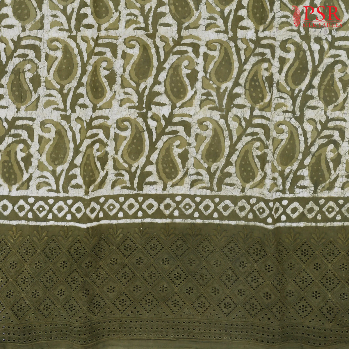 Olive Green Hacoba Embroidery Running Material